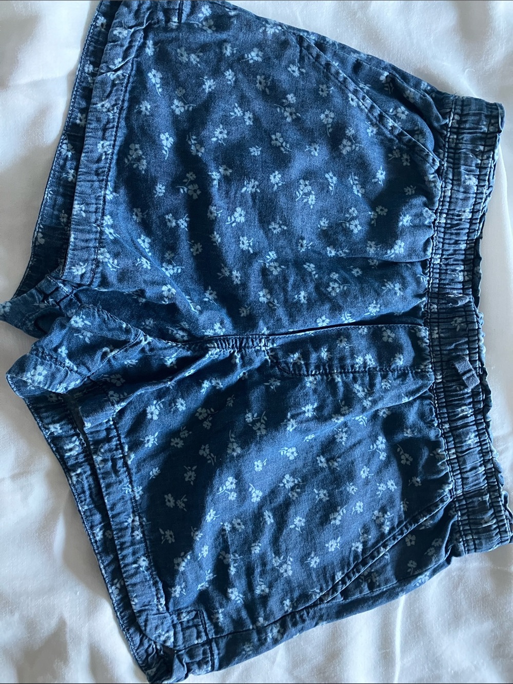 GAP Navy Blue Floral High-Waist Elastic-Waist Women's Shorts